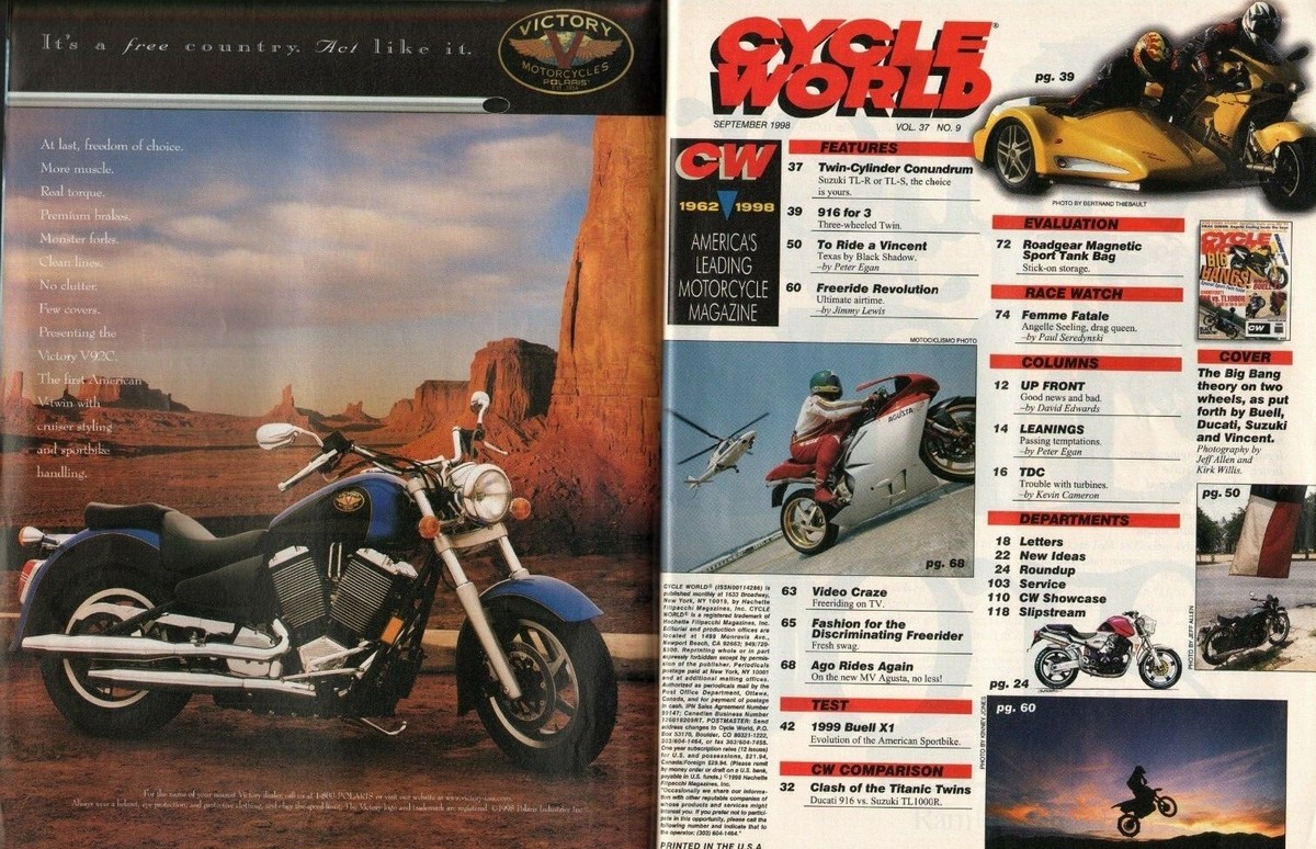 ビューエルマガジン 1998 September Cycle World - Vintage Motorcycle Magazine - 1999