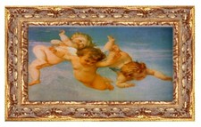  Angeli Stampa su tela effetto dipinto con cornice in oro in legno da cm 3