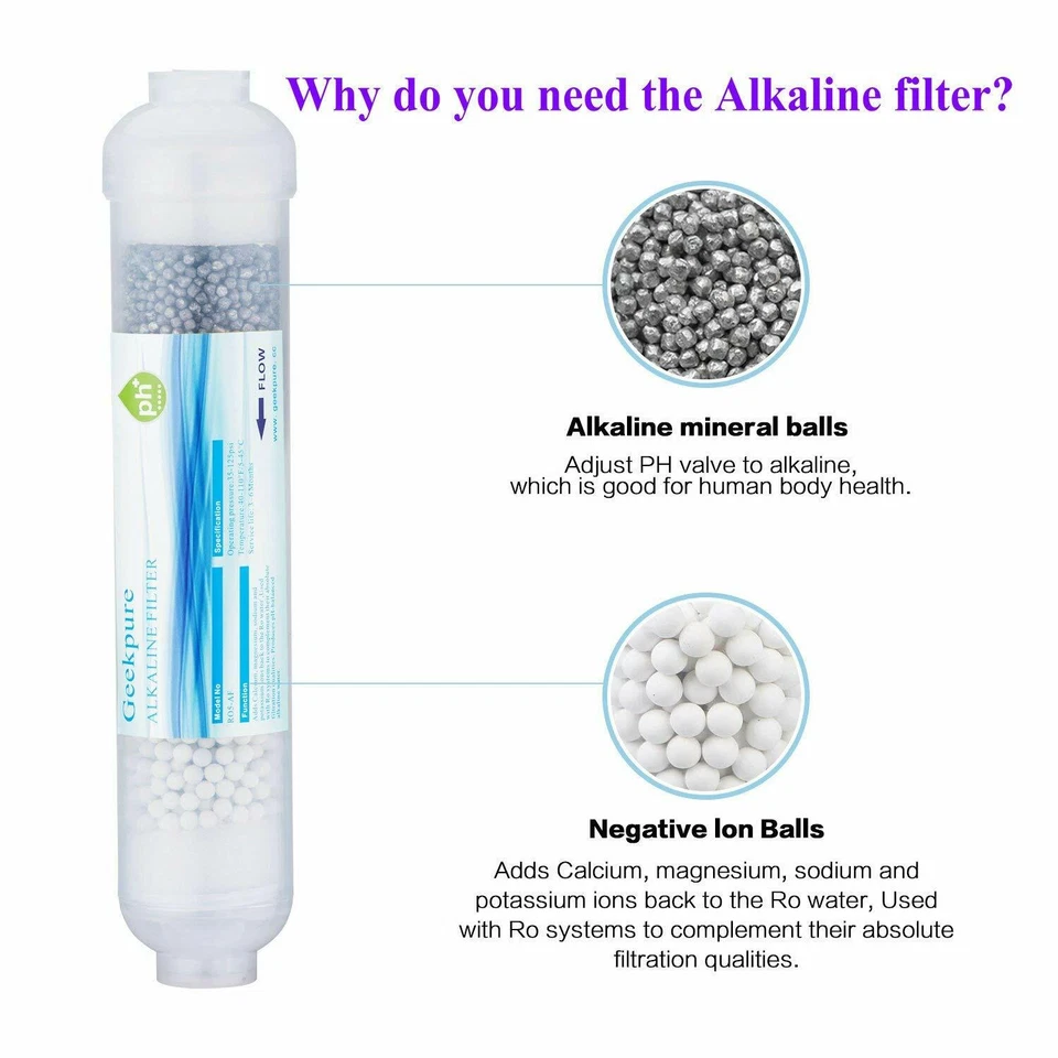 Geekpue 6 Stage Reverse Osmosis Water Filter Ro System w/ Alkaline Filter 75 GPD - image 3 of 4