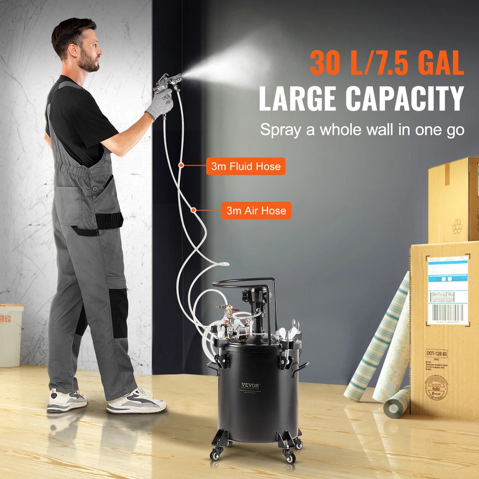 VEVOR Réservoir de Peinture sous Pression 30 L 70 PSI Agitation Automatique - Photo 3/4