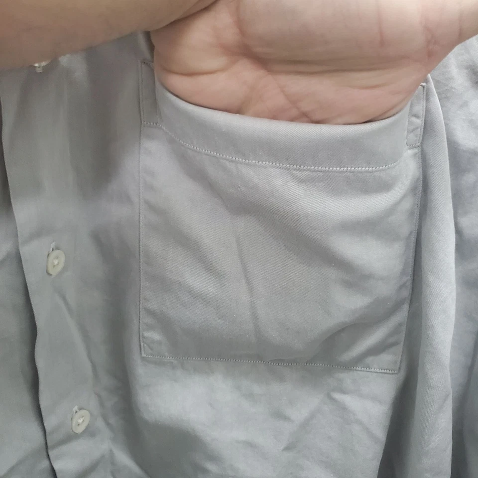 Camisa de vestir Ike Behar New York gris liso manga larga abotonada para hombre 16,5-32 Foto 3 de 4