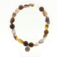 Armband Perlen Achat Aus Botswana + Holz 8 Mm. Made In Frankreich GrößE Perso