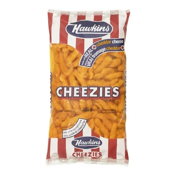 2-Pack Hawkin's Cheezies (285g) Bags Corn Cheddar Snacks Made in