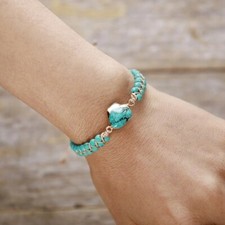 2025 4mm Natural Raw Turquoise Stone Bracelet Handmade Blue Gemstone Charm Gift
