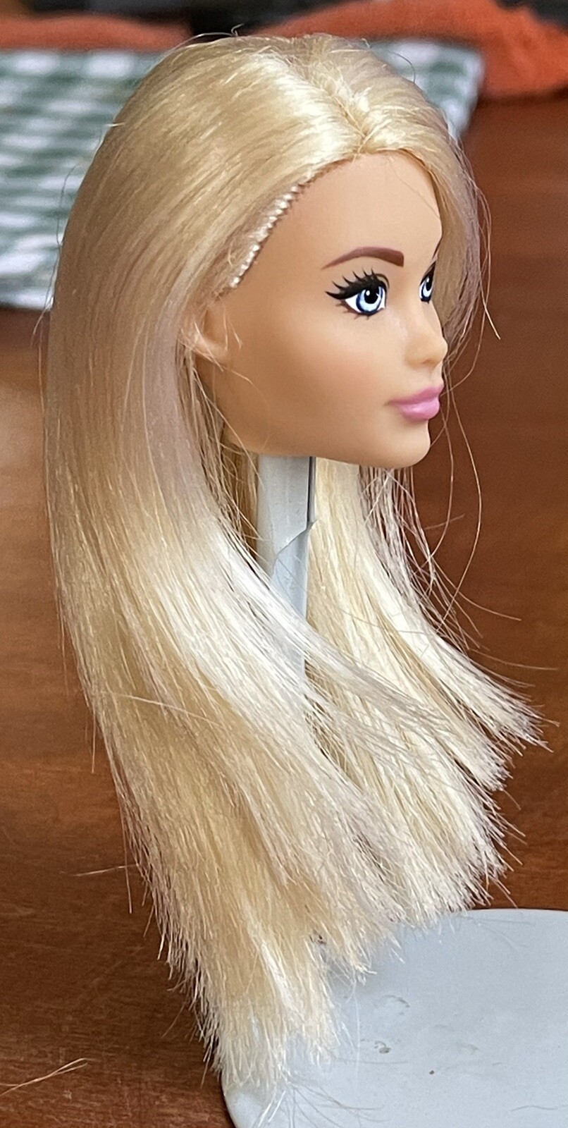 Barbie Doll Head Only Beautiful Blonde, Big Blue Eyes, Lovely