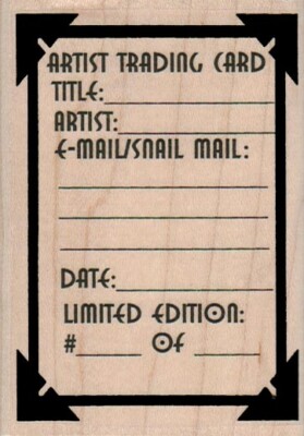 ATC Info/Photo Corners 2 1/2 x 3 1/2'' Rubber Stamp, Post Card Stamp, Media Mail