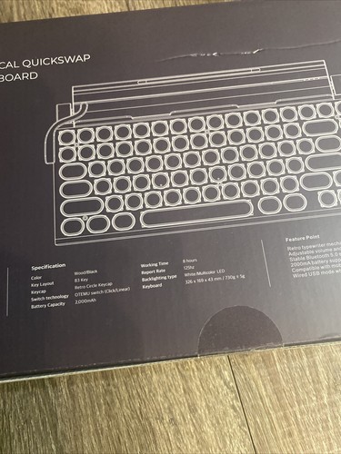 Retro Typewriter Keyboard 7KEYS Electric Vintage w/ Bluetooth 5.0 Wood - Picture 12 of 13