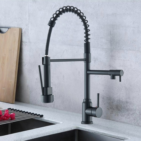 360° KüChenarmatur Ausziehbar Brause Wasserhahn KüChe SpüLtischarmatur Schwarz-image