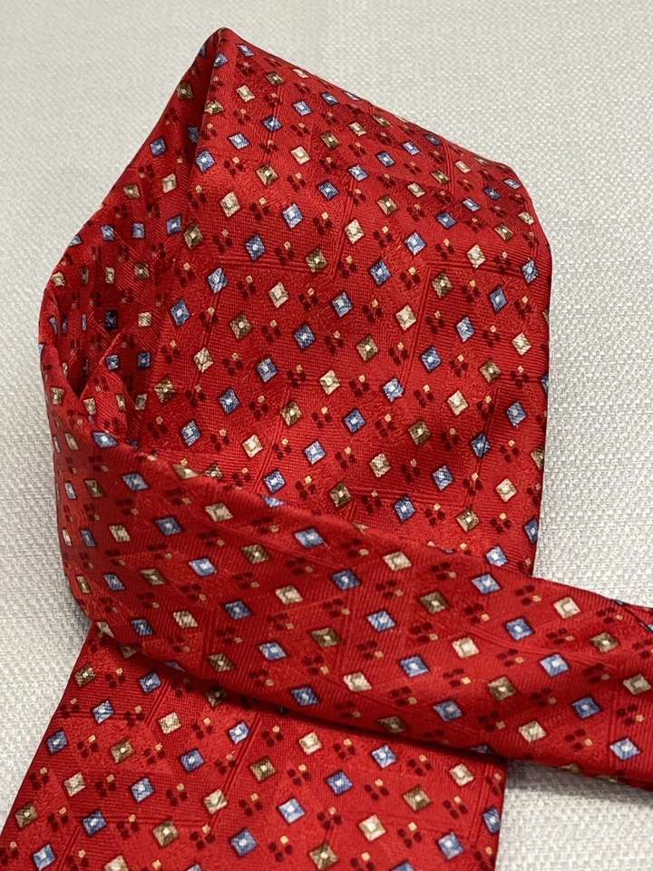 Ermenegildo Zegna мужской красный бриллиант дизайн итальянский 100% шелк галстук новый $149 - Изображение 4 из 4