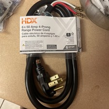 6 Ft. 6/4 50 Amp 4-Prong Range Power Cord, Black