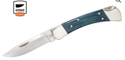 BUCK 110 INDIGO BLUE NICKEL DROP POINT FOLDER HUNTER SHEATH 110BLSSH 420 No. 003