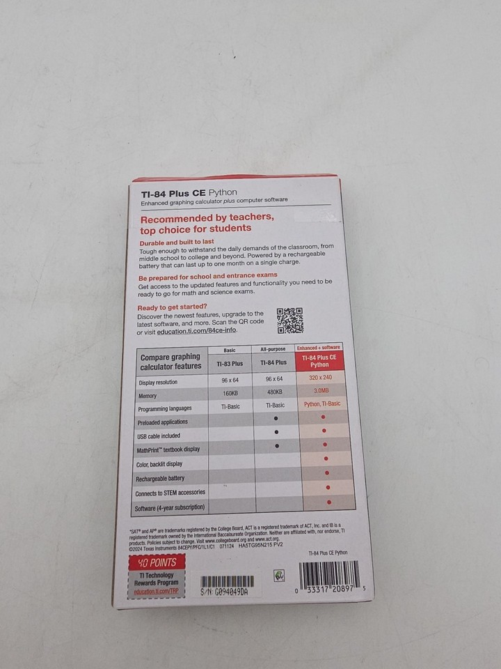 Texas Instruments TI-84 Plus CE Python Graphing Calculator and Computer ...