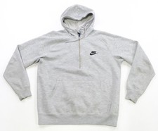 Rare Vintage NIKE Spell Out Swoosh 1/2 Zip Pullover Hoodie Sweatshirt 80s Gray L