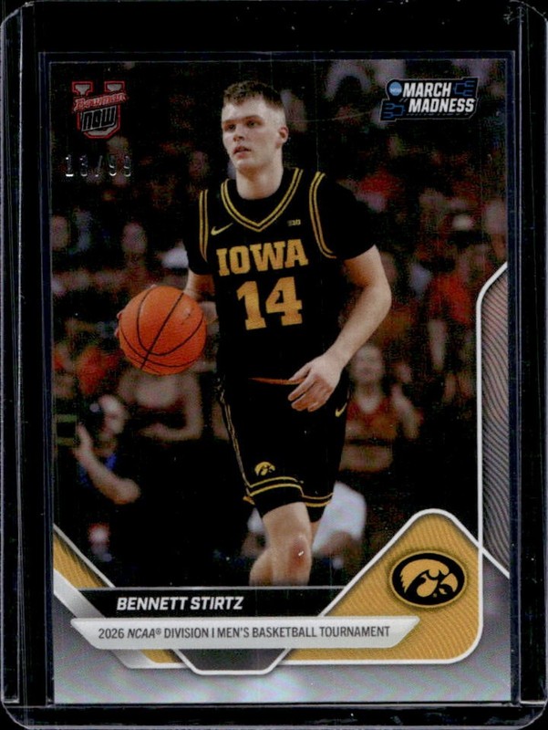 2025-26 Bowman U Now March Madness Bennett Stirtz Rainbow Foil #/99 Hawkeyes