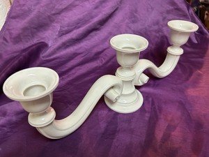 Allach Classical Scroll White Porcelain Three Holder Candelabra #87