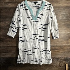 Talbots White and Blue Fish Print Dress Sundress