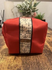 American Airlines Eames Dot Pattern Red Canvas Toiletry Bag Satchel Small EUC