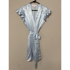 Oscar De La Renta Pink Label Baby Blue Satin Robe Women's XS/S Lingerie