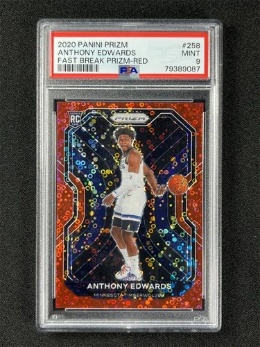 2020-21 Panini Prizm Fast Break Anthony Edwards #258 Red Disco RC /125 PSA 9