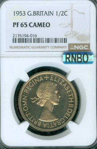 1953  GREAT BRITAIN HALF CROWN Elizabeth Coronation  NGC PF65 CAMEO MAC RNBO .