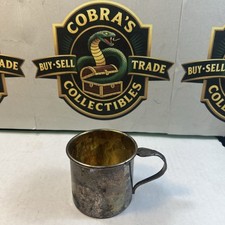 Vintage Child Baby Silverplated Christening Cup Mug Handle Display