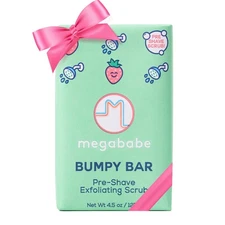 Megababe Bumpy Bar | Pre-Shave Exfoliating Scrub | with Shea Butter, Strawberry 