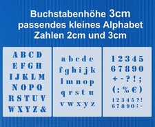 3er Schablonen Set Nr.5 ● 3cm Schriftschablonen Druckbuchstaben und Zahlen ABC 