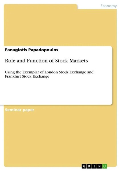 Panagiotis Papadopoulos | Role And Function Of Stock Markets | Taschenbuch-image