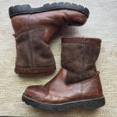 UGG Leather and Sheepskin Shearling Boots, Brown, Size