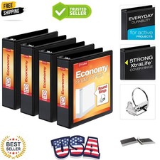 Economy 3 Ring Binder, 2 Inch, Presentation View, Black, Holds 475 Sheets, No...