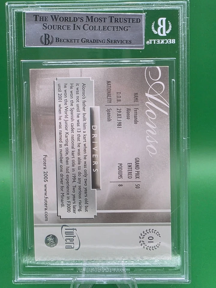 FERNANDO ALONSO 2005 Futera Grand Prix #1 Rookie card RC BGS 8.5 - Image 3 of 3