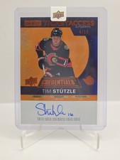 2021-22 UD Credentials #DTAA-ST Tim Stutzle Debut Ticket Access Auto Orange #/15