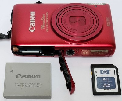 Canon PowerShot ELPH 300 HS 12.1MP Digital Camera Red Tested READ