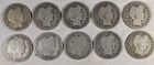 LOT OF 10 BARBER HALF DOLLAR COINS 90% SILVER $5 FACE VALUE #53