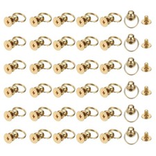 60 Pcs 0.28" Screwback Round Head Rivet with Single Ring , Light Gold