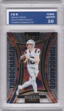 DRAKE MAYE ROOKIE CARD $$ 10 GEM MINT 2024 Select Turbocharged PATRIOTS NFL RC!