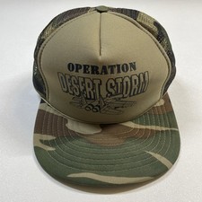 Operation Desert Storm Trucker Hat Cap Men  s Green Camo Snapback Mesh Rope
