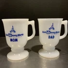 Vintage Disney World Mom & Dad Milk Glass Pedestal Mugs Set of 2