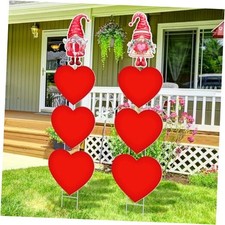 8 Pcs Valentines Decorations Outdoor Heart Gnome Yard Sign with Stakes Large