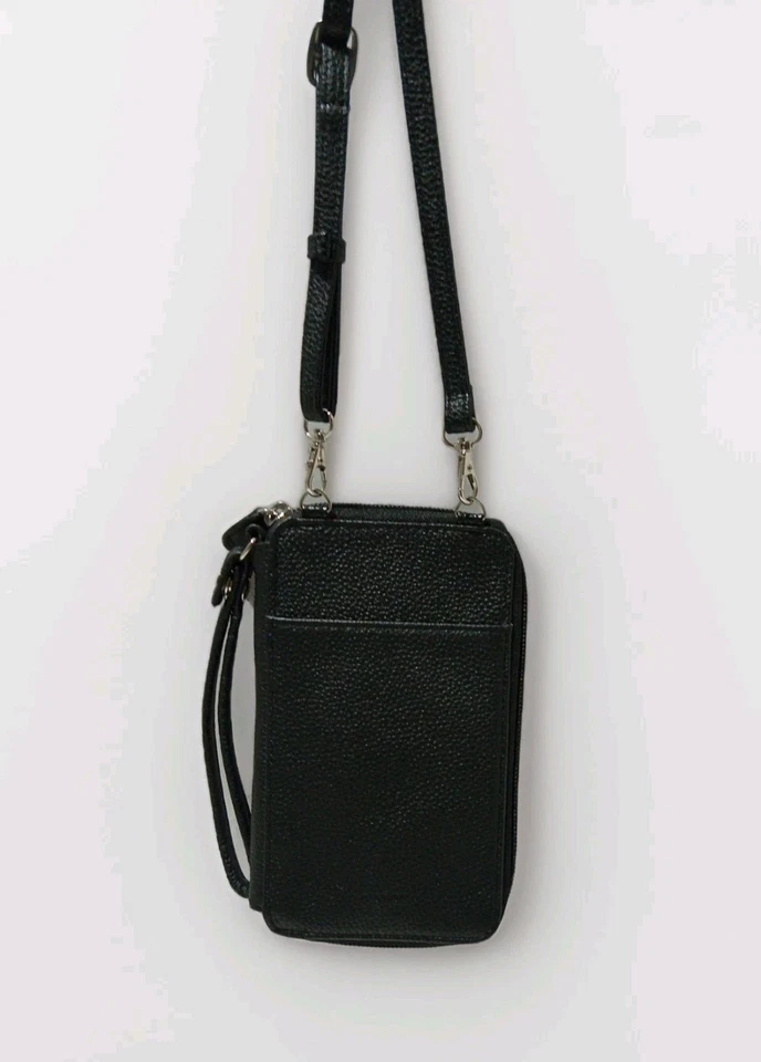 Cartera Bandolera Gianni Bernini Negra Cuero Genuino Tecnología Suave Foto 3 de 4
