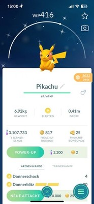 Shiny Pikachu Gracidea Pokemon Go sofort Tausch 1 Millionen Sternenstaub 