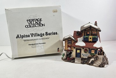 Dept 56 Alpine Village Bernhardiner Hundchen St. Bernard Kennel 1997 Lighted