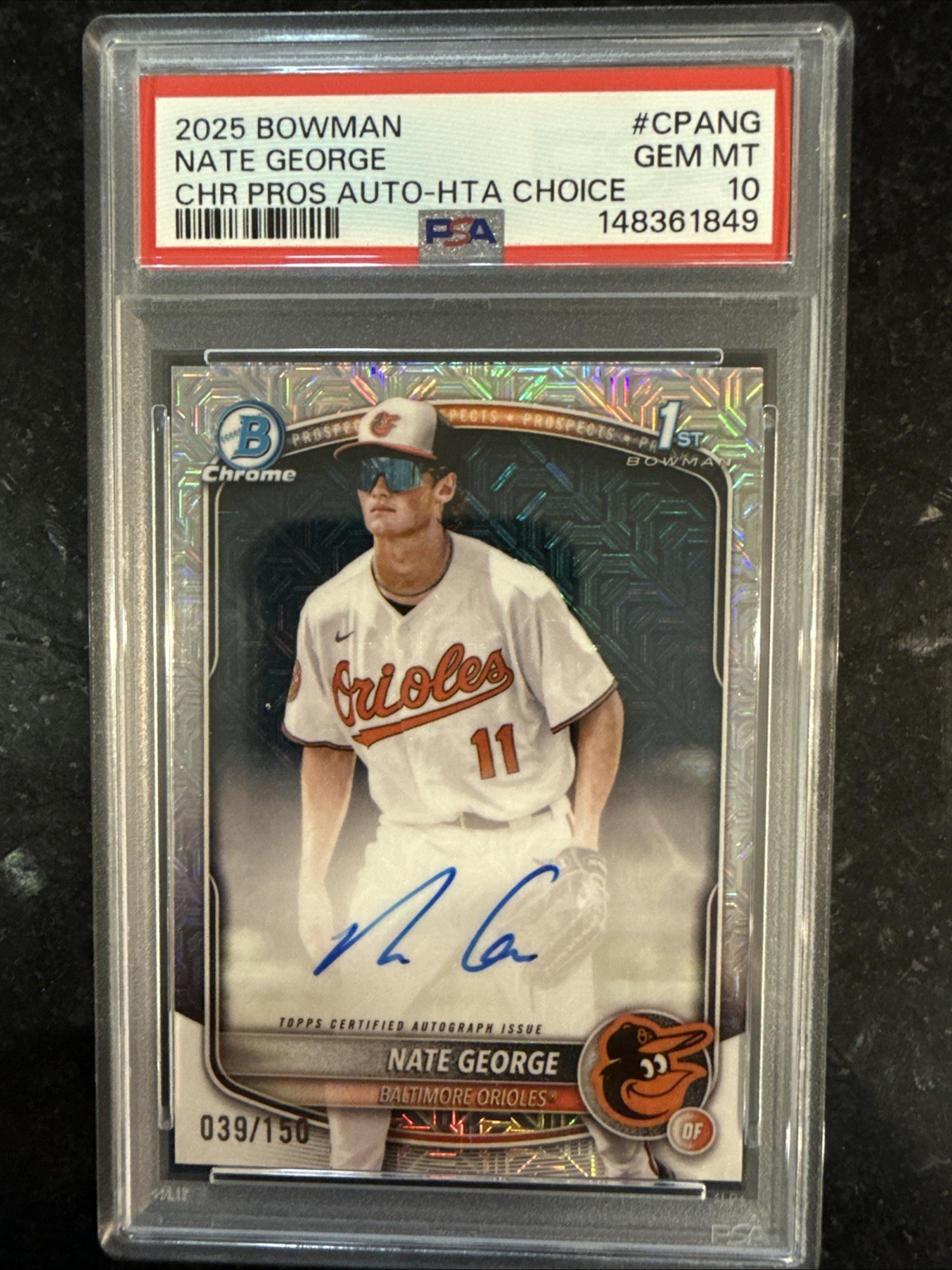 2025 Bowman Chrome - Prospect Auto Nate George CPA-NG Hta Choice Refractor /150