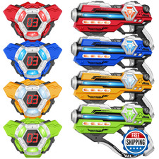 Laser Tag Guns Set of 4 w/ Digital LED Score Display Vests for Teens, Family Fun