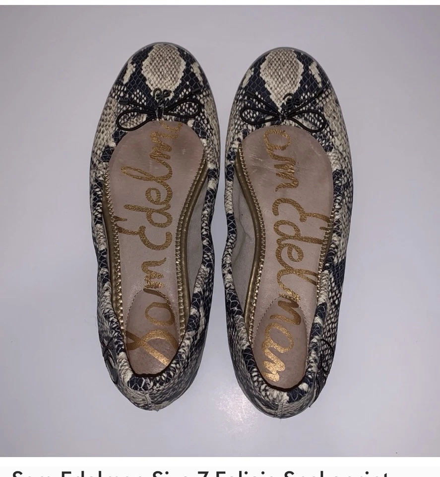 Pisos de ballet de cuero con estampado de serpiente Felicia talla 7 Sam Edelman Foto 3 de 4