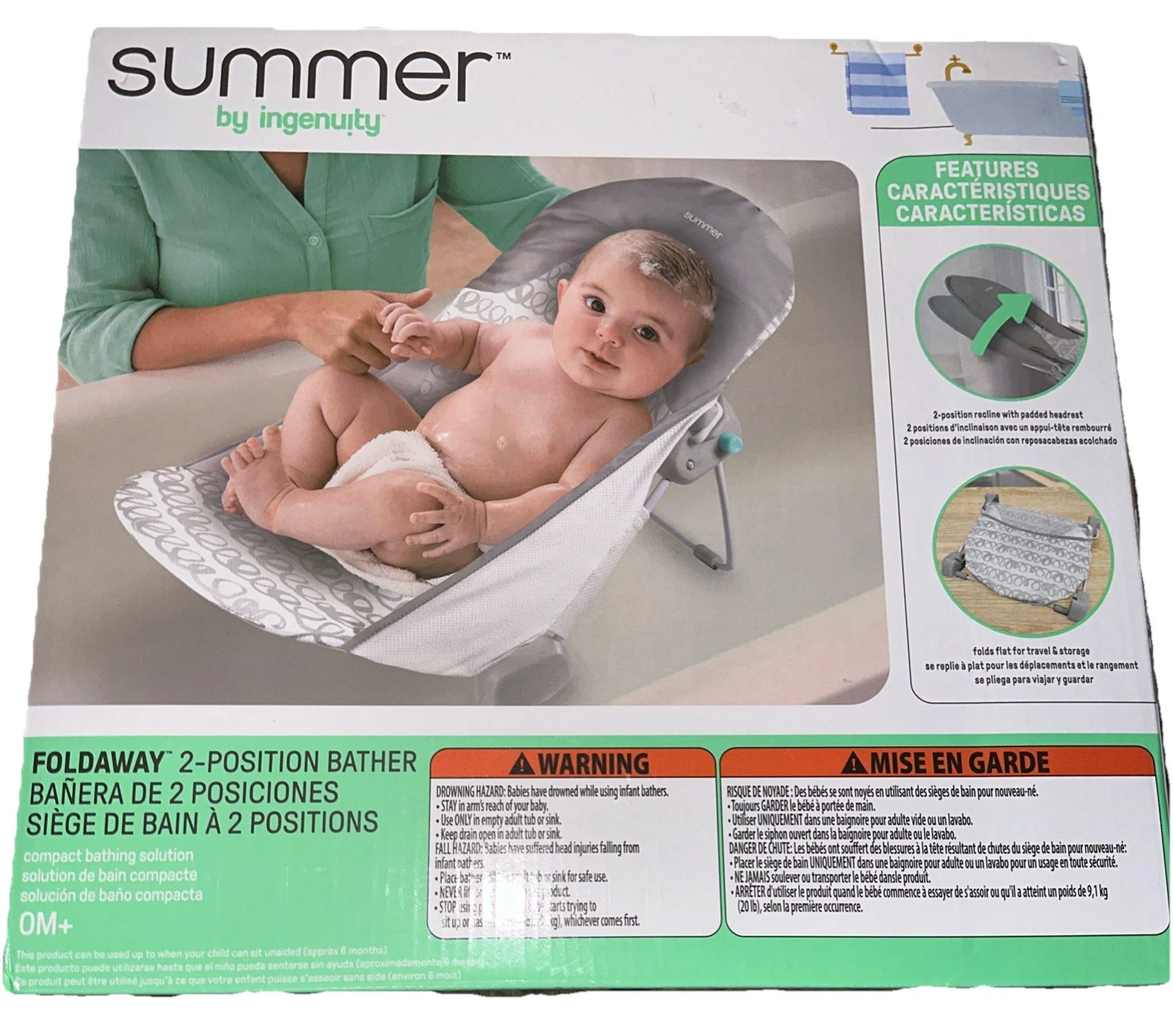Summer By Ingenuity Foldaway 2-Position Baby Bather, Gray, Unisex 0M+ Open Box
Opens in a new window