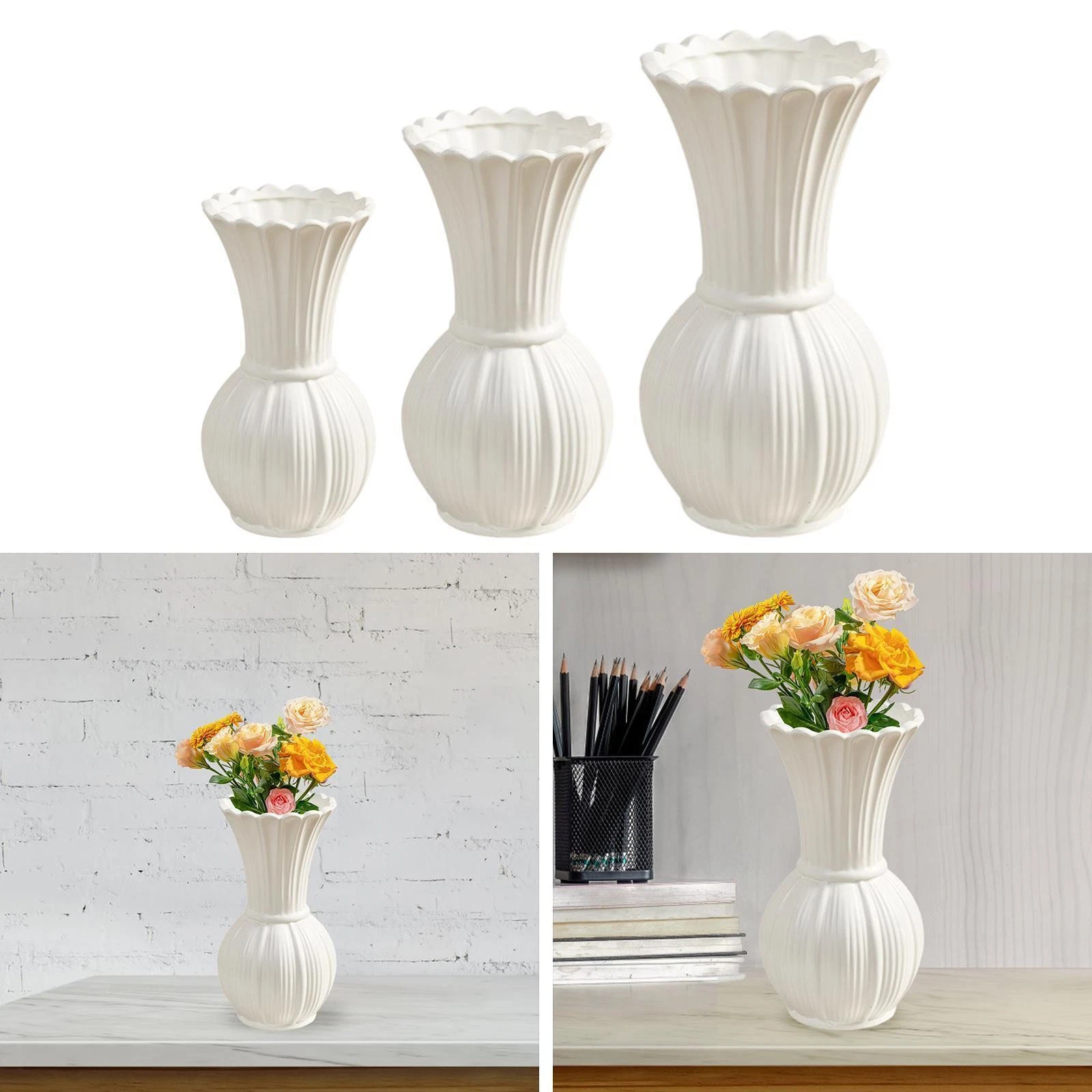 Ceramic Flower Vase Flower Arrangement Vintage Elegant Tabletop Ornament