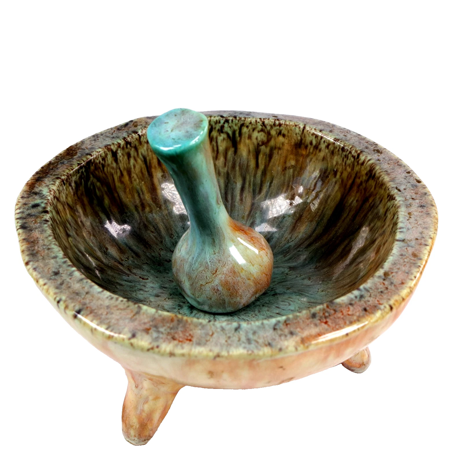 Accolay Pestle Mortar French Art Pottery High Fired Glaze Mid Century MCM c1950