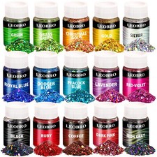 Holographic Chunky Glitter, 15 Colors Glitter, Craft Glitter for Resin, Nail ...