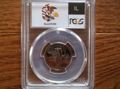 2003-S Flag Clad Illinois IL State Quarter PR70DCAM PCGS Proof 70 Deep Cameo - Picture 1 of 6
